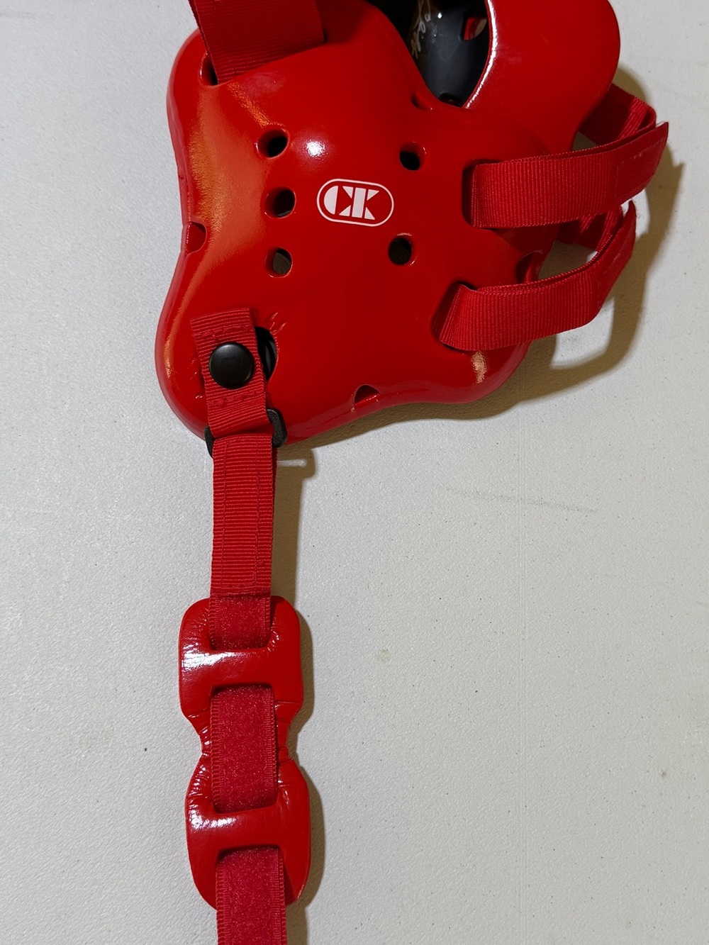 Cliff Keen red wrestling headgear with Adjustable Straps